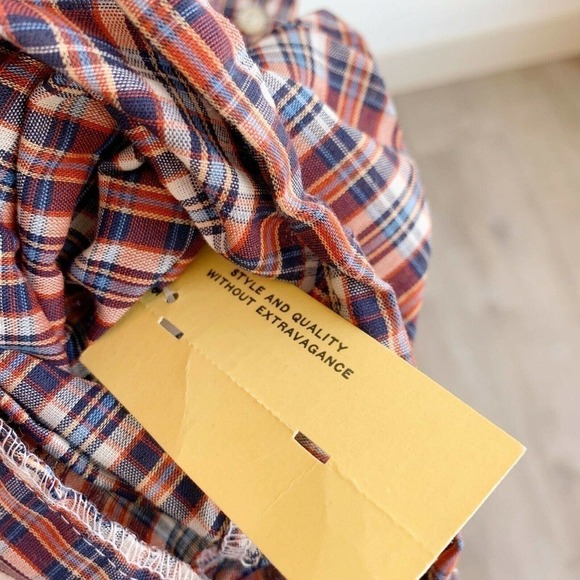 Vintage Langtry NWT Deadstock Plaid Tie Waist Plaid Pullover Shirt Top Large - Picture 7 of 9